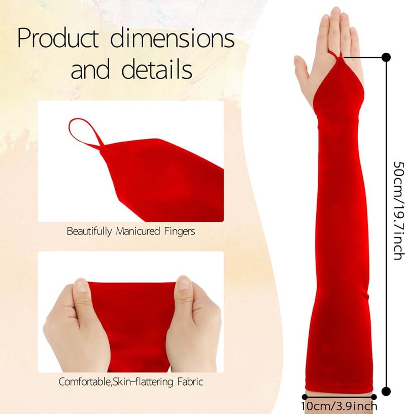 Yritioa Satin Opera Gloves Long Fingerless Elbow Length Costume Party Gloves - Image 3